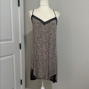 Victorias Secret Leopard Print Lace Trim Slip